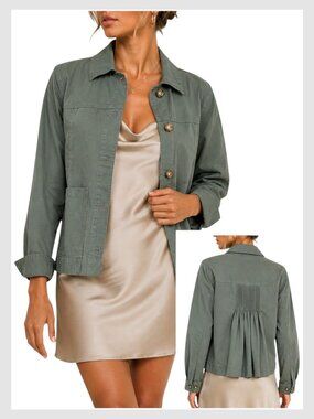Veronica Beard Weslyn Utility Jacket Army Green Cropped Size S